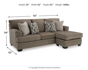 Stonemeade Fabric Stationary Sofa Chaise Nutmeg