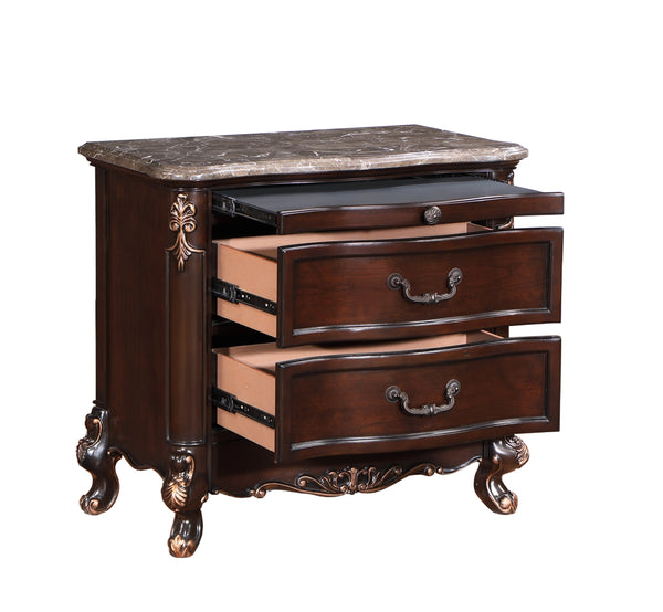 New Classic Constantine Nightstand with Marble Top in Cherry