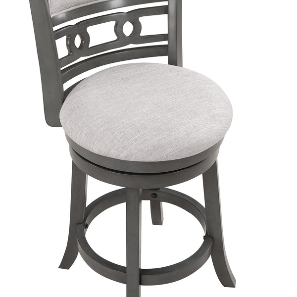 New Classic Gia 24-Inch Upholstered Swivel Counter-Height Stool in Gray with Gray Fabric Seat