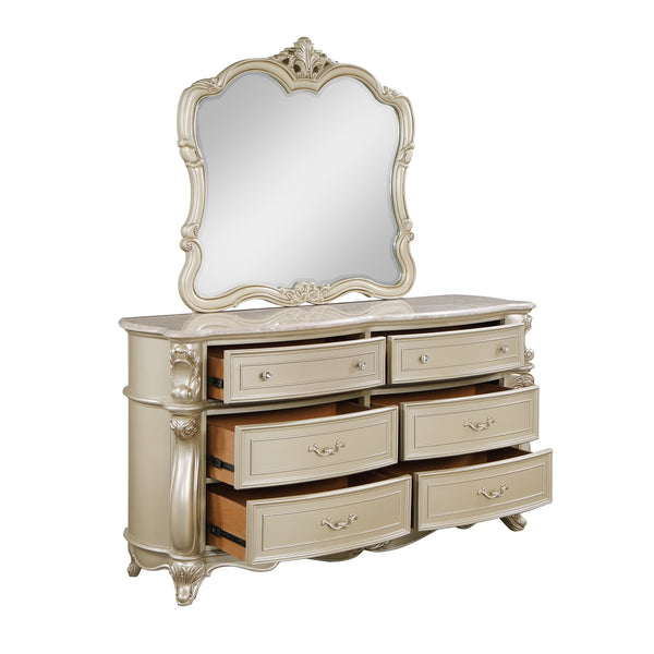 New Classic Monique Dresser with Marble Top in Champagne