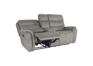 New Classic Kamari Console Loveseat with Dual Recliners in Gray