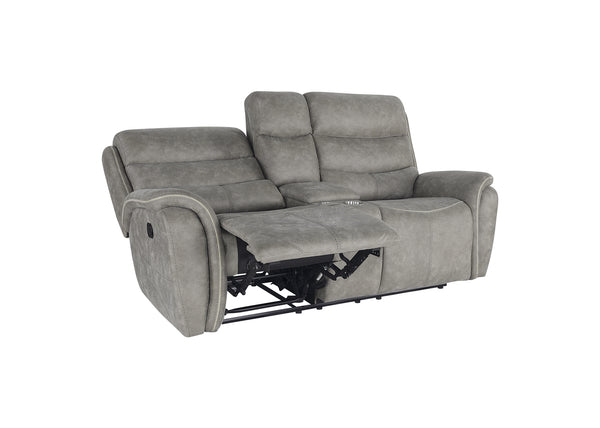 New Classic Kamari Console Loveseat with Dual Recliners in Gray