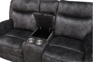 New Classic Park City Console Loveseat with Power Footrest in Slate