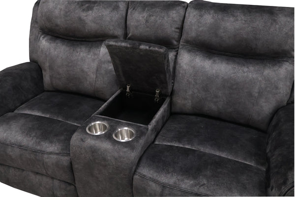 New Classic Park City Console Loveseat with Power Footrest in Slate