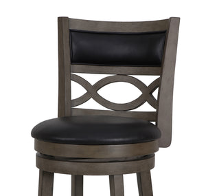 New Classic Manchester 29-Inch Upholstered Barstool with Black Polyurethane Cushions in Gray