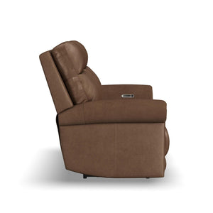 Flexsteel Zero Gravity Alexander Leather Power Reclining Loveseat with Power Headrest & Lumbar in Khaki
