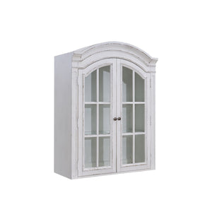 Liberty Furniture Magnolia Manor Antique White & Weathered Bark 2-Piece Bunching Display Cabinet Set with LED Lighting