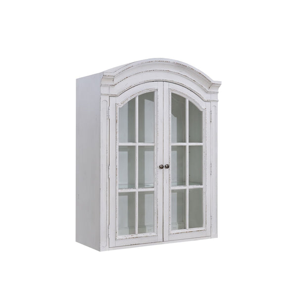 Liberty Furniture Magnolia Manor Antique White & Weathered Bark 2-Piece Bunching Display Cabinet Set with LED Lighting