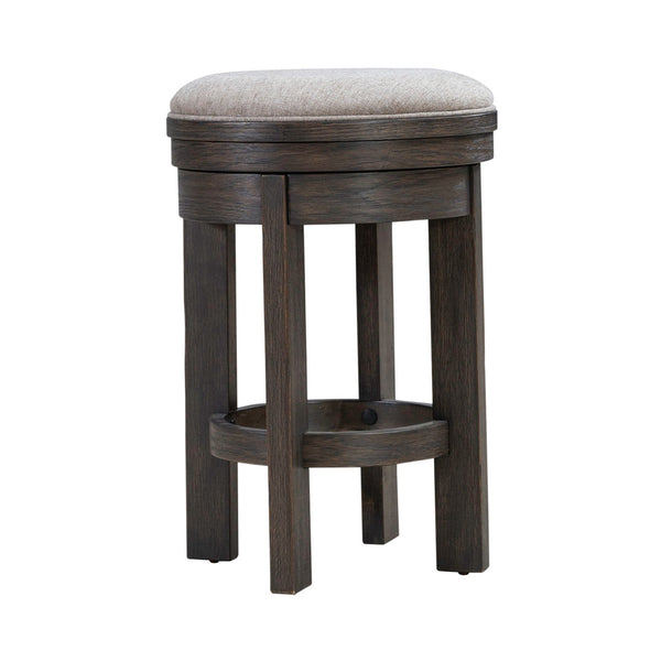 Liberty Furniture Lennox Hill Bark 4-Piece Console Bar Table & 3 Upholstered Swivel Console Stools Set with USB