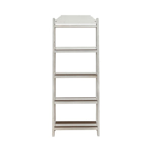 Liberty Furniture Magnolia Manor Antique White & Weathered Bark 5-Shelf Leaning Pier Bookcase