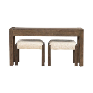 Liberty Furniture Broadmore Cobblestone Brown 3-Piece Console Table & 2 Upholstered Console Stools Set