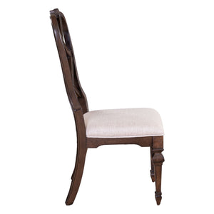 Liberty Furniture Provence Park Chateau Brown Wood Back Upholstered Side Chair with Bead Molding