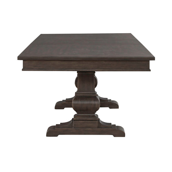 Liberty Furniture Paradise Valley Saddle Brown 5-Piece Trestle Table & 4 Leather Like Upholstered Side Chairs Set