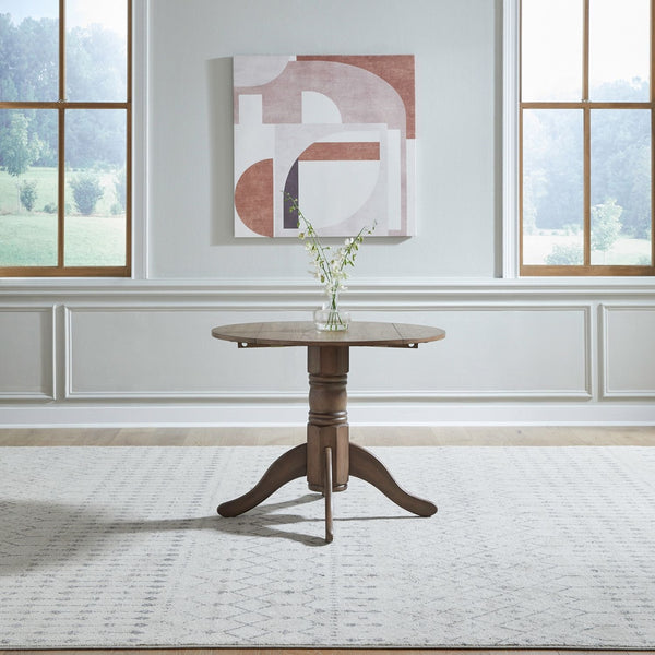 Liberty Furniture Brook Bay Sandstone 3-Piece Casual Dining Drop Leaf Set with Upholstered Ladder Back Side Chairs