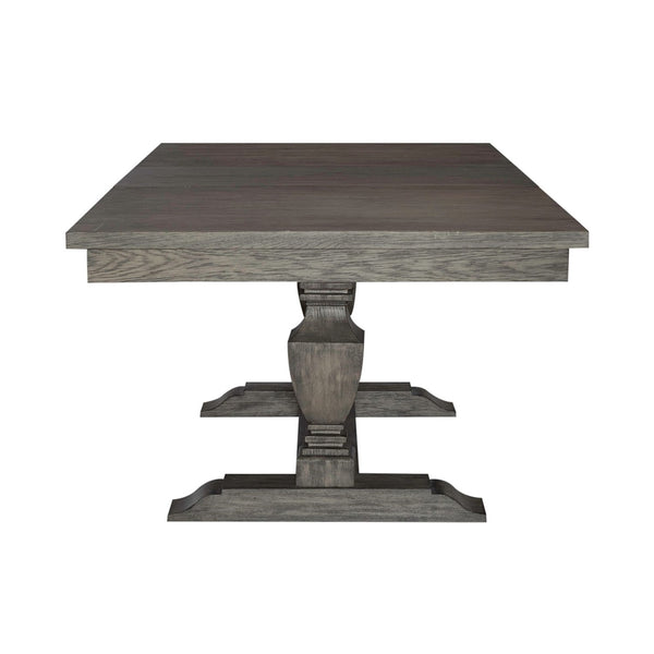 Liberty Furniture Westfield Havana Brown Casual Dining Trestle Table with Square Turned Double Pedestals & 24-Inch Leaf
