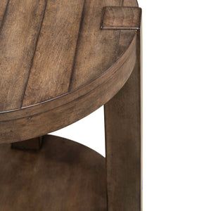 Liberty Furniture Broadmore Cobblestone Brown Round Chairside Table with Planked Top