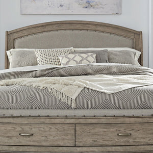 Liberty Furniture Avalon Burnished Beige King Upholstered Headboard with Nail Head Trim