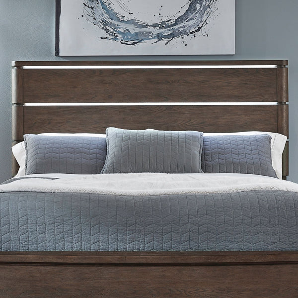 Liberty Furniture Cascade Falls Satin Espresso King Panel Headboard with LED Lighting