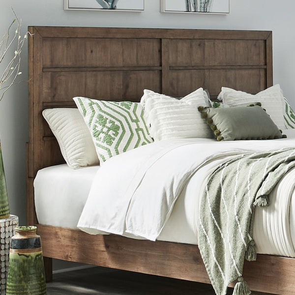 Liberty Furniture Shaker Lakes Harvest Brown King Panel Headboard with Wide Picture Frame Molding