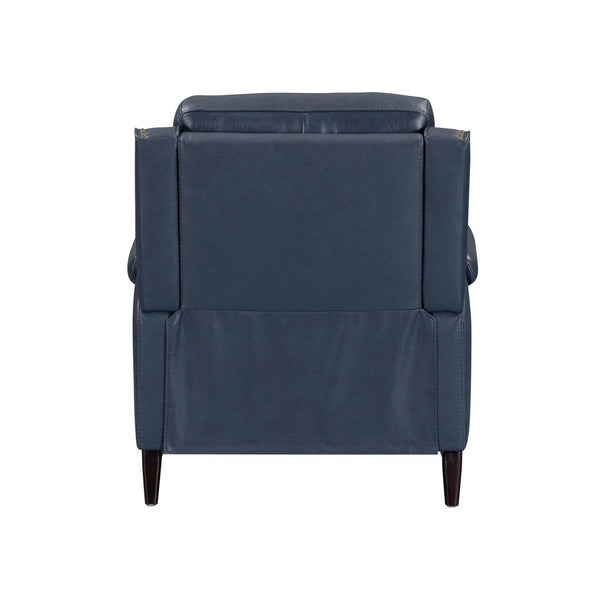 Liberty Furniture Rawling York Navy Leather Manual Push Back Recliner with Antique Brass Nail Head Trim