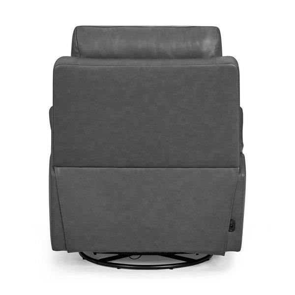 Liberty Furniture Rowland Aline Coal Leather Swivel Glider Triple Power Recliner with USB