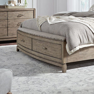 Liberty Furniture Avalon Burnished Beige Queen Upholstered Storage Bed with Nail Head Trim