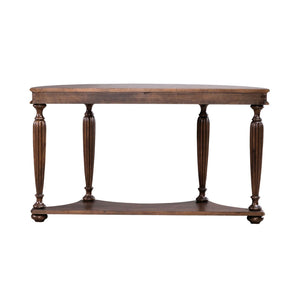 Liberty Furniture Allington Satin Sienna Demilune Sofa Table with Fancy Face Veneer Top