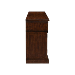 Liberty Furniture Fireplace TV 84-Inch Console with Antique Brass Bail & Knob Hardware