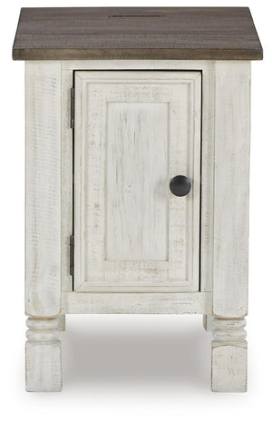 Havalance Chairside End Table with USB White/Gray