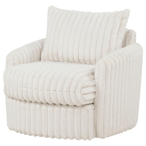 Coaster Sarco Corduroy Upholstered Swivel Accent Arm Chair Ivory