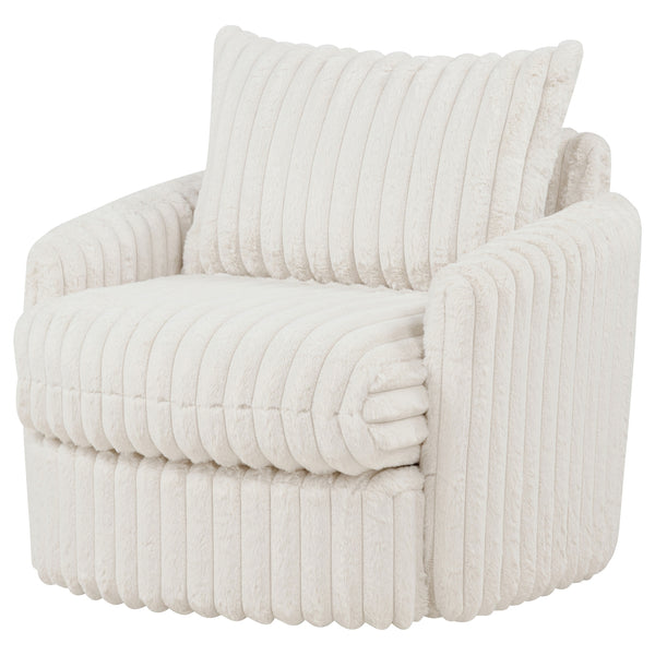 Coaster Sarco Corduroy Upholstered Swivel Accent Arm Chair Ivory