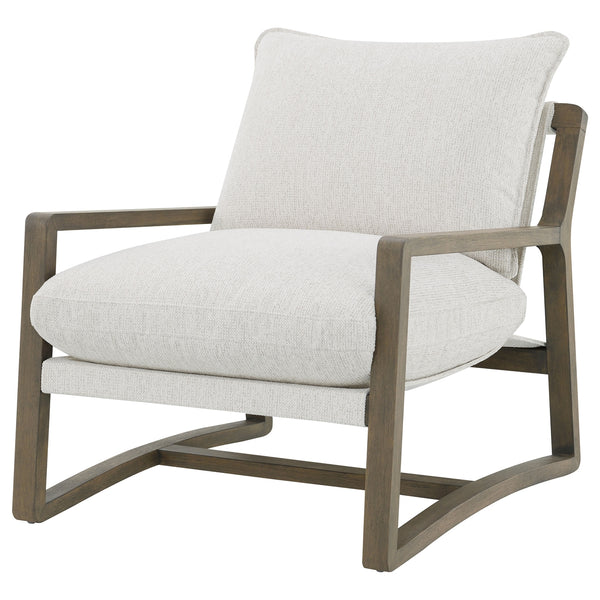 Coaster Geneva Boucle Upholstered Wood Arm Accent Chair Sand