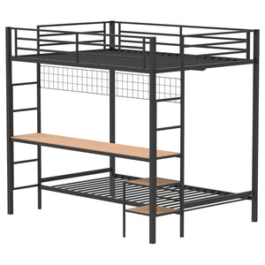 Coaster Campus Metal Full Over Twin Workstation Bunk Bed Matte Black