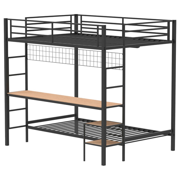 Coaster Campus Metal Full Over Twin Workstation Bunk Bed Matte Black