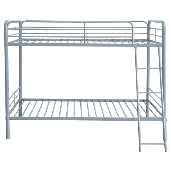Coaster Carson Metal Twin Over Twin Bunk Bed Glossy Silver