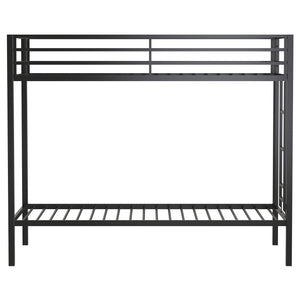 Coaster Alevera Metal Twin Over Twin Bunk Bed With Ladder Black