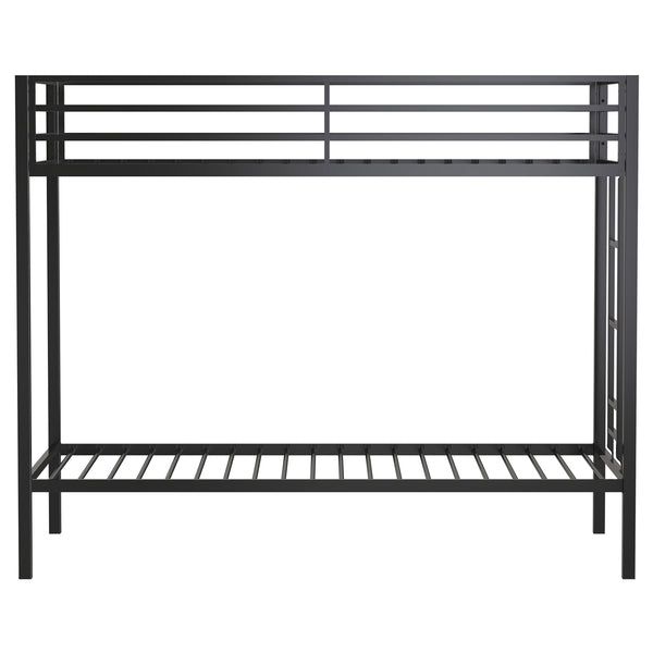 Coaster Alevera Metal Twin Over Twin Bunk Bed With Ladder Black