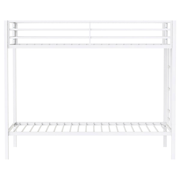 Coaster Alevera Metal Twin Over Twin Bunk Bed With Ladder White