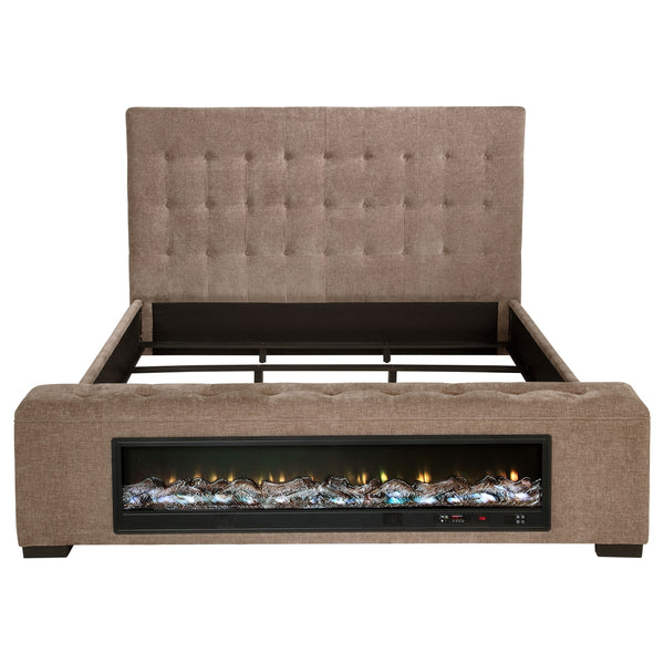 Coaster Senna Upholstered California King Audio Flame Visualizer Bed Brown