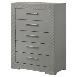 Coaster Ives 5-Drawer Bedroom Chest Of Drawers Grey High Gloss