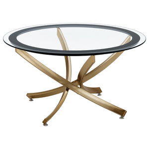 Coaster Brooke 3-Piece Round Coffee & End Table Set Rose Brass