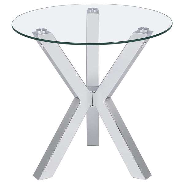 Coaster Kenzie 2-Piece Round Coffee & End Table Set Chrome