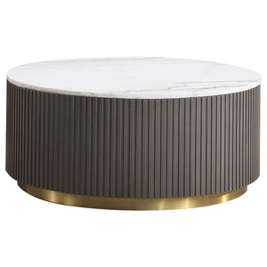 Coaster Jason 2-Piece Round Marble Coffee & End Table Set White