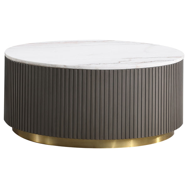 Coaster Jason 2-Piece Round Marble Coffee & End Table Set White