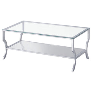 Coaster Saide 2-Piece Glass Top Coffee & End Table Set Chrome