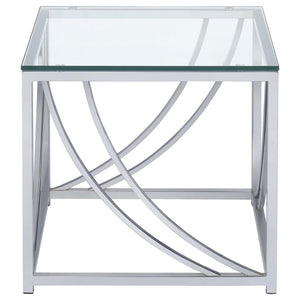 Coaster Lille 2-Piece Glass Top Coffee & End Table Set Chrome