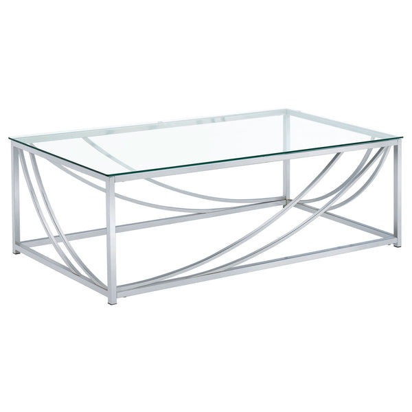 Coaster Lille 3-Piece Glass Top Coffee & End Table Set Chrome
