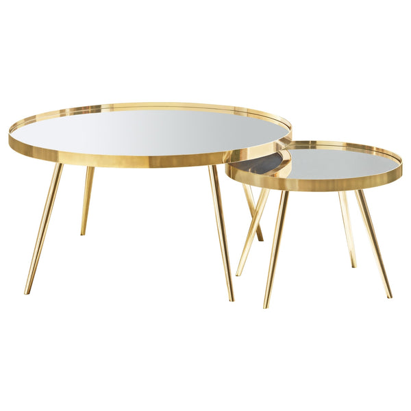 Coaster Kaelyn 3-Piece Round Coffee & End Table Set Gold