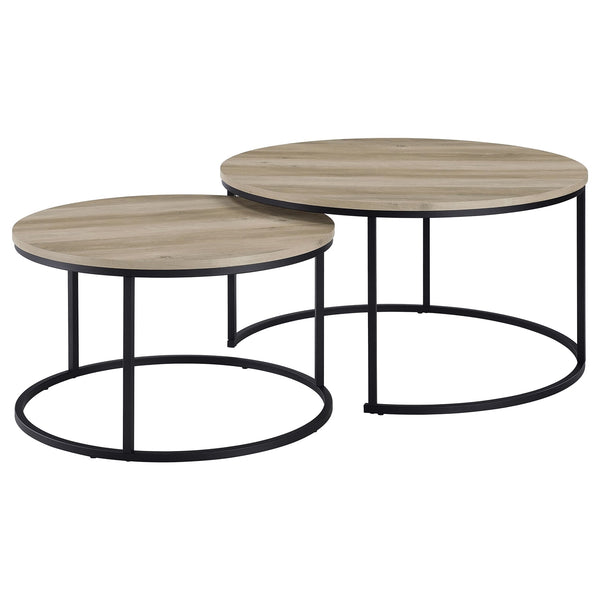 Coaster Lainey 2-Piece Round Nesting Coffee Table Distressed Pine