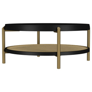 Coaster Arini Round Coffee Table With Storage Shelf Black